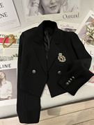 黑色短款西装外套女2023春秋季设计感小个子学院风春装小西服