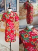 中国风改良演出旗袍，长短款复古东北大花布，修身走秀高考旗袍