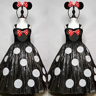 儿童环保时装秀服装女手工材料dry迪士尼米老鼠幼儿亲子时装走秀