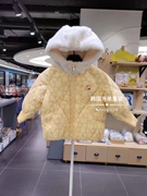 韩国中小童装小雨伞，冬款女宝宝黄色短款洋气，可爱带帽棉服外套棉衣