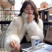 欧美短皮草外套女 шуба куртка жен fur coat women