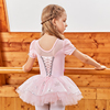 夏季儿童纯棉舞蹈服女童短袖练功服，幼儿表演服艾莎公主芭蕾裙1993