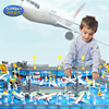jeu玩具飞机模型仿真国际机场，直升机客机场景套装，拼装模型礼物