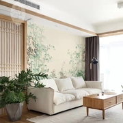 中式花鸟竹子客厅书房酒店卧室壁布墙纸大型壁画电视背景墙布壁纸