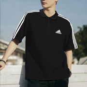 Adidas阿迪达斯纯棉短袖男款2024夏季翻领半袖宽松T恤POLO衫