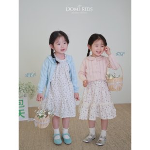 Domikids 女童2024春款镂空花边领针织开衫宝宝上衣儿童毛衣外套