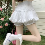 微胖mm白色蓬蓬半身裙女2024夏季甜美蕾丝花边蛋糕裙a字裙裤
