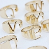 diy饰品配件黄铜镀金戒指，字母戒指开口戒指指环(4532c)