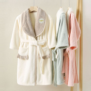 日本JULIPET 儿童睡袍吸水速干秋冬季加厚浴衣男女卡通珊瑚绒浴袍