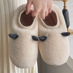 棉拖鞋女包跟秋冬季家用保暖居家室内毛绒，防滑可爱软底月子鞋冬天
