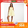 香港直邮潮奢asos女士设计棉质，打褶胸部洋娃娃迷你柠檬黄背心裙
