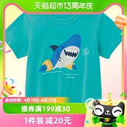日本千趣会春夏中小童装打底衫鲨鱼动物印花纯棉男女宝宝短袖T恤