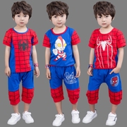 男童夏装套装2022蜘蛛侠童装纯棉薄短袖儿童奥特曼超人两件套