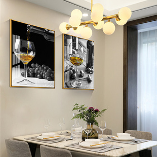 葡萄美酒杯晶瓷画餐厅装饰画饭桌上方的挂画客厅背景墙壁画轻