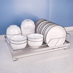 厨房304不锈钢单层碗架多功能碗盘收纳置物架，台式简约碗碟沥水架