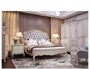欧式新古典(新古典)布艺，床别墅实木雕花，双人床法式轻奢1.8米2米定制大床