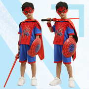 超人衣服儿童蜘蛛侠5六一表演幼儿园cosplay服装酷帅男孩短袖童装