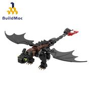 BuildMOC拼装积木玩具影视闪电飞龙光煞黑龙白龙组装模型蝙蝠动物