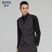 BONI/堡尼春秋商务长袖衬衫正装纯羊毛修身格纹衬衣GI623291B