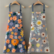 帆布透气围裙女厨房家用做饭防水防油围腰上班耐磨工作服定制