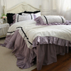 法式韩式120支香芋紫重工绣花全棉纯棉床裙款床上用品被套四件套