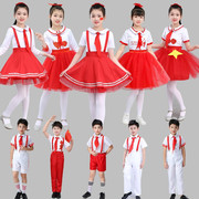 儿童红歌合唱团公主裙，演出服中小学生红领巾少先队，相约中国梦服装