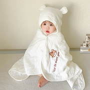 婴儿纱布浴巾带帽斗篷纯棉，新生儿童初生，宝宝洗澡专用超软全棉浴袍