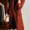 红色职业大衣女2023秋冬韩版系带收腰西装中长版洋派休闲显瘦风衣