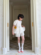 gugumini童装2024夏季新日本(新日本)进口全棉气质，舒适耐看白色泡泡袖上衣