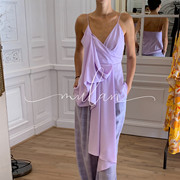 清货折acler年春夏淡紫色垂感设计v领吊带上衣女木兰
