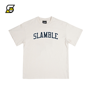 SLAMBLE简版短袖t恤宽松休闲百搭圆领男上衣跑步训练运动球衣