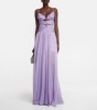 紫色雪纺长裙，欧美性感吊带连衣裙女装，网纱休闲派对聚会晚装