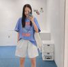 Cmy korea韩国东大门女装2022韩风字母印染图案T恤女