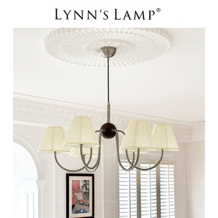 Lynn's立意 法式布艺百褶吊灯 客厅田园奶油风餐厅主卧房间温馨灯