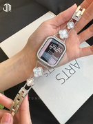 四叶草细钻贝母款苹果手表表带适用于apple watch98765432se代iwatch金属饰品手链表带40/41/44/45mm女款腕带
