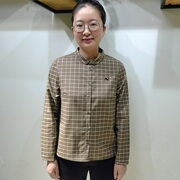 韫yun衬衣2023春装蝴蝶结长袖，格子女衬衫，多扣娃娃领大码上衣