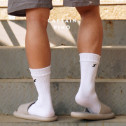 CaptainPino 3双装 男子运动双层中筒白袜冬季耐磨速干袜子