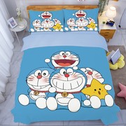 纯棉床上四件套全棉哆啦a梦被套机器猫，床单1.2三件套儿童卡通床笠