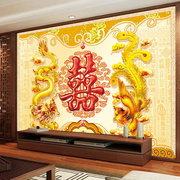 中式古典墙纸5d喜庆婚礼壁纸背景墙3D壁画酒楼酒店婚宴壁布墙布8d