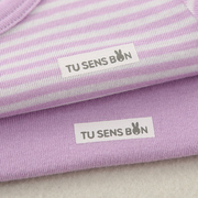 紫色条纹女童T恤2件装 日系纯棉A类女宝宝中小大童半袖上衣薄