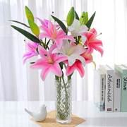 pu假花百合仿真花束，单支客厅室内餐桌装饰花，摆设花艺摆件花瓶插花
