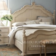欧式实木床头柜 复古美式art新古典实木床1.5/1.8米双人床可定制