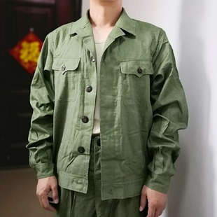 库存维棉工作服单上衣军绿色工装夏季薄款户外透气男士夹克