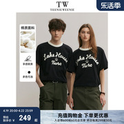 TeenieWeenie小熊男装T恤2024年夏季休闲宽松圆领情侣黑色短袖潮