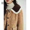 Oece高级感羊羔毛外套2022冬季女装气质甜美大衣减龄小个子