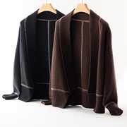 欧洲站原创设计英伦元素，100%纯山羊绒，蝙蝠衫开衫gaoduan宽松外套