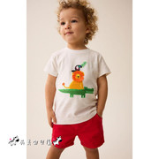 NEXT英国男童装24春夏男宝卡通鳄鱼狮子鸟刺绣纯棉短袖T恤