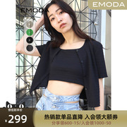 emoda短袖t恤背心，两件套2023年夏季修身百搭bm风时尚吊带