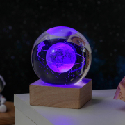 发光水晶球小夜灯治愈电脑桌面摆件玻璃球房间装饰品生日礼物女生