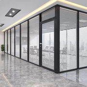 北京定制办公室隔断墙铝合金钢化玻璃高隔墙双层玻璃百叶帘隔音墙
